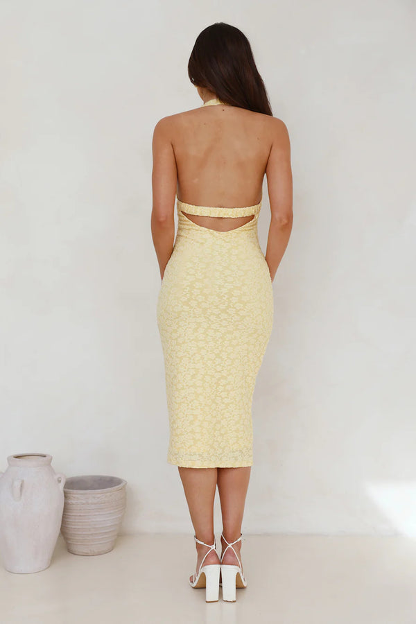 Sassy Socialite Halter Midi Dress