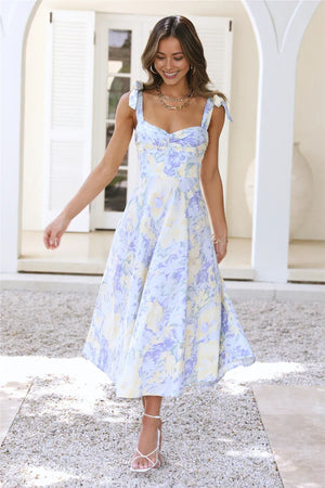 Tropical Mood Midi Dress Print Blue