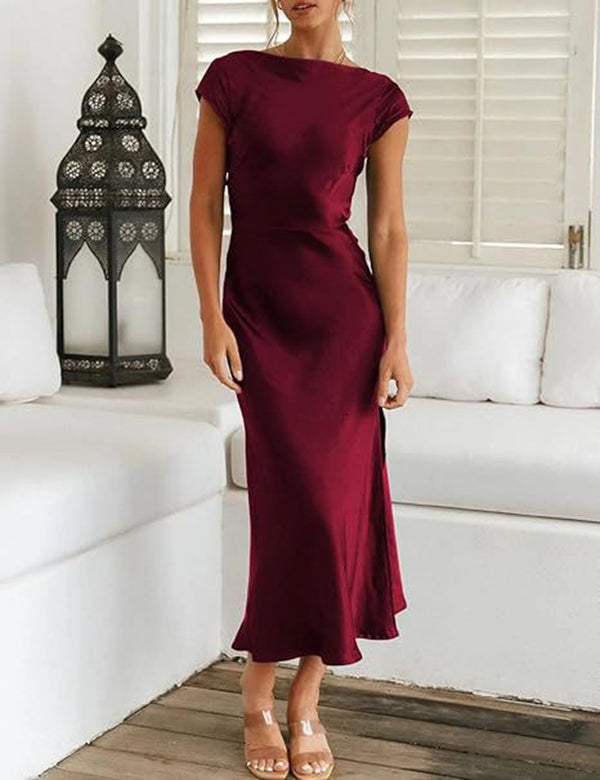Get In Formation Satin Midi Dress