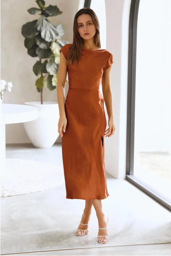 Get In Formation Satin Midi Dress